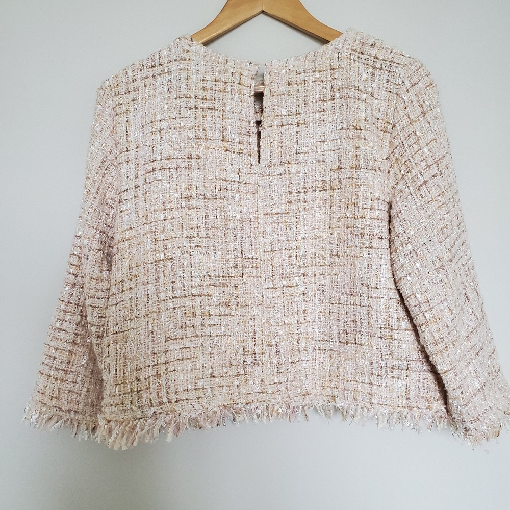 🎈SOLD 🎈Zara Tweed Top with Faux Pearl Details - Picture 11 of 12
